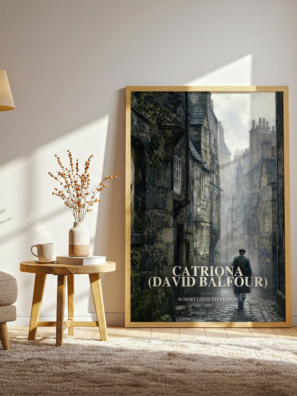 Catriona (David Balfour) watercolour print in frame leaning in hallway – historical fiction wall art