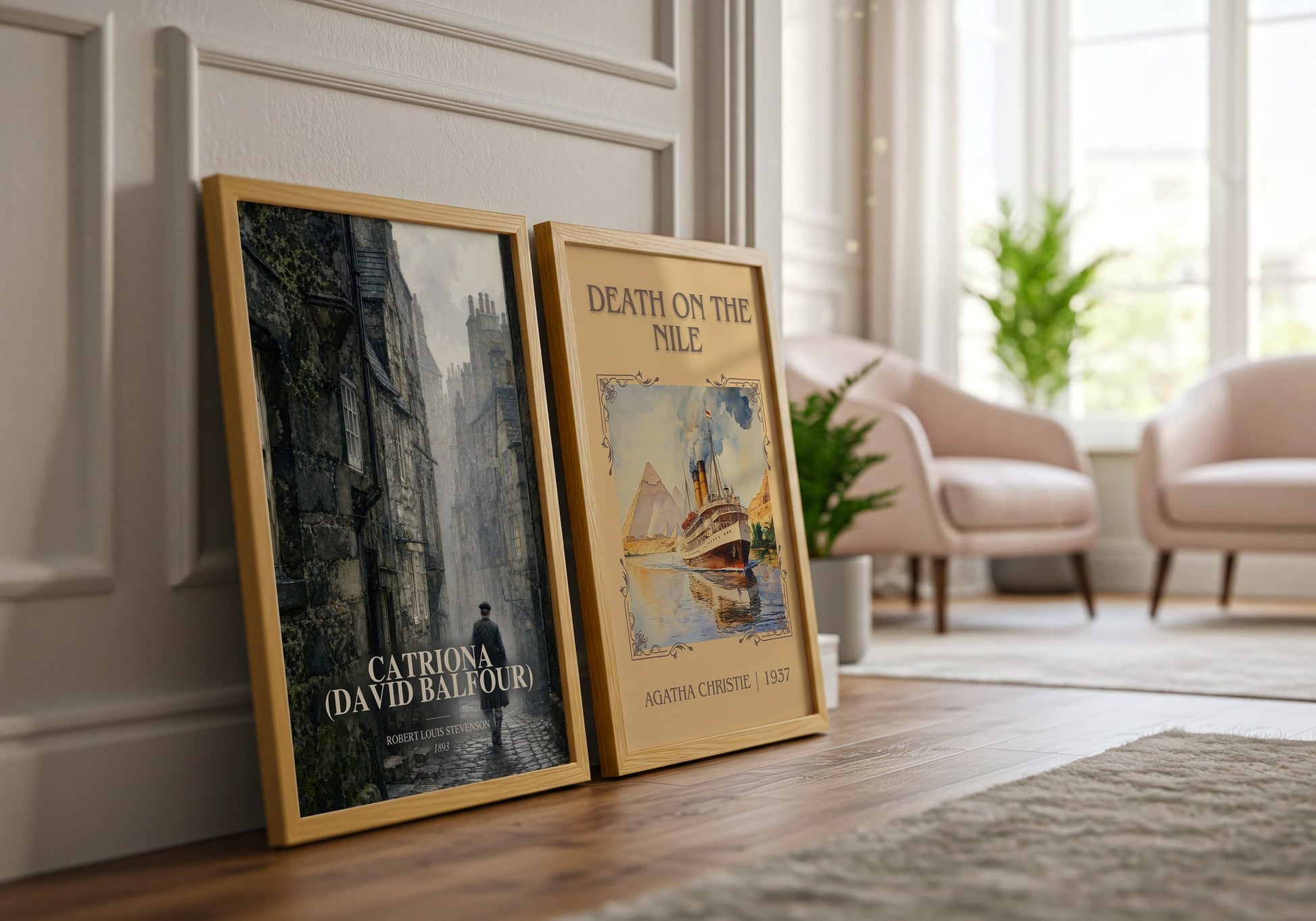 Catriona (David Balfour) watercolour print framed by window – literary home decor