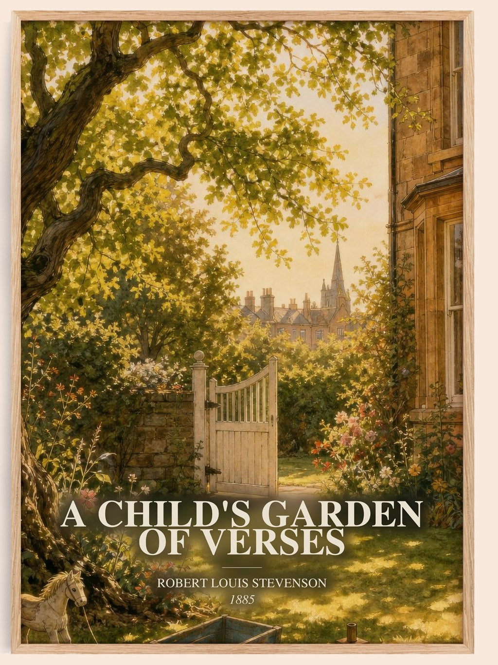 A Child'S Garden Of Verses watercolour book poster by Robert Louis Stevenson – framed literary art print