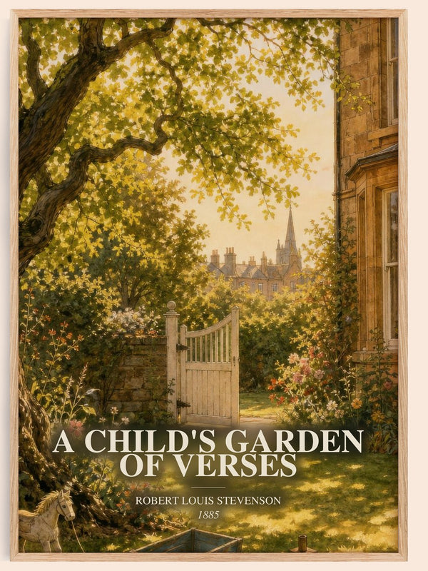A Child'S Garden Of Verses watercolour book poster by Robert Louis Stevenson – framed literary art print