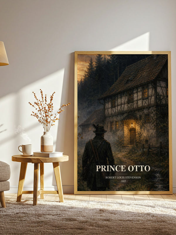 Prince Otto watercolour print in frame leaning in hallway – classic literature wall art