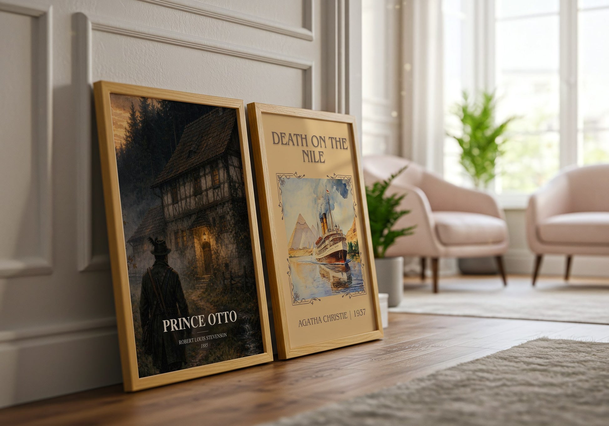 Prince Otto watercolour print framed by window – literary home decor