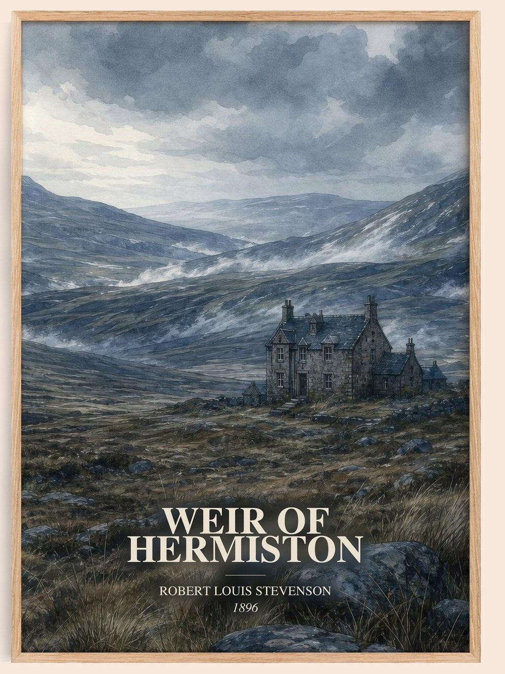 Weir Of Hermiston watercolour book poster by Robert Louis Stevenson – framed literary art print