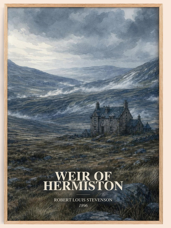 Weir Of Hermiston watercolour book poster by Robert Louis Stevenson – framed literary art print