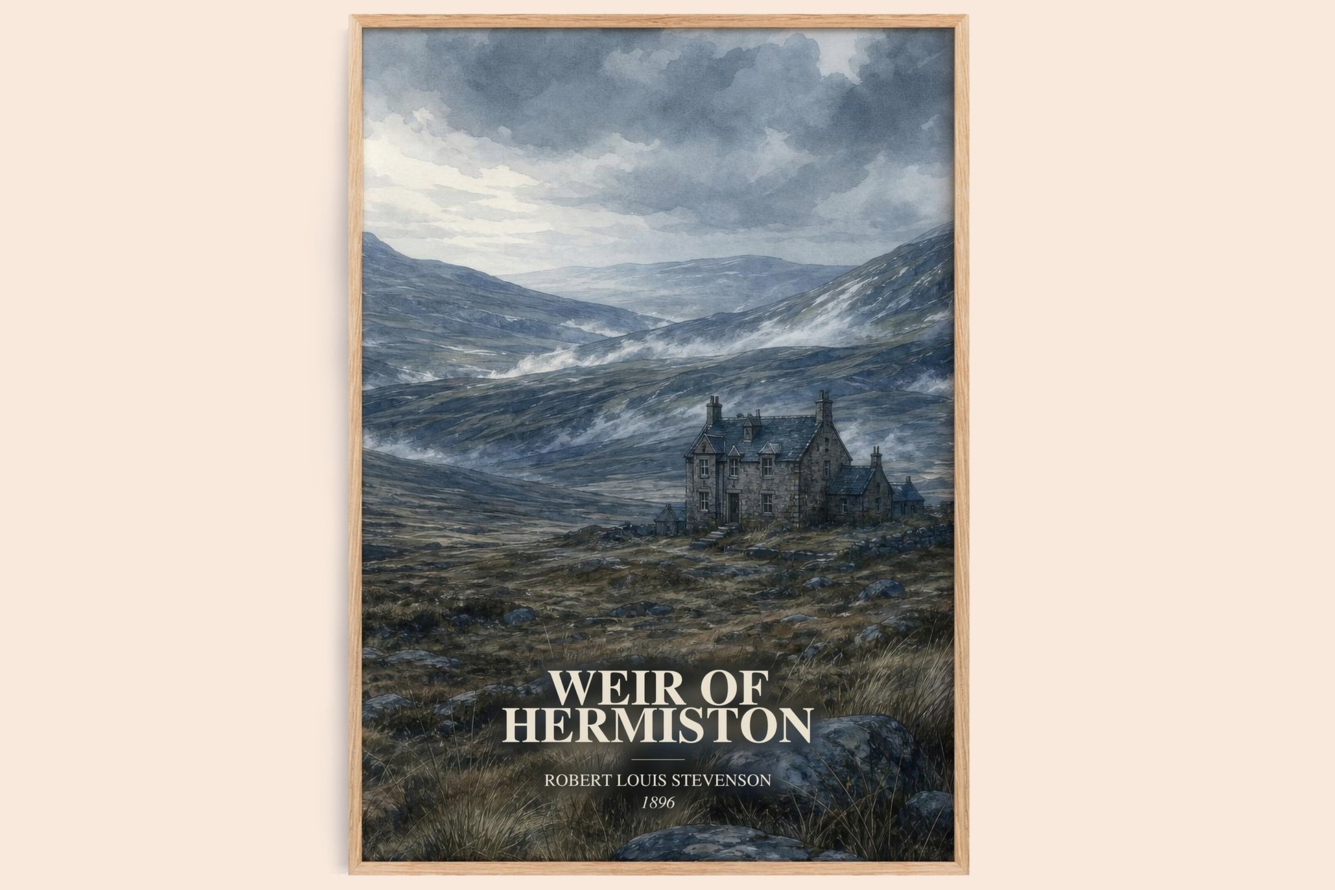 Weir Of Hermiston watercolour book poster by Robert Louis Stevenson – framed literary art print