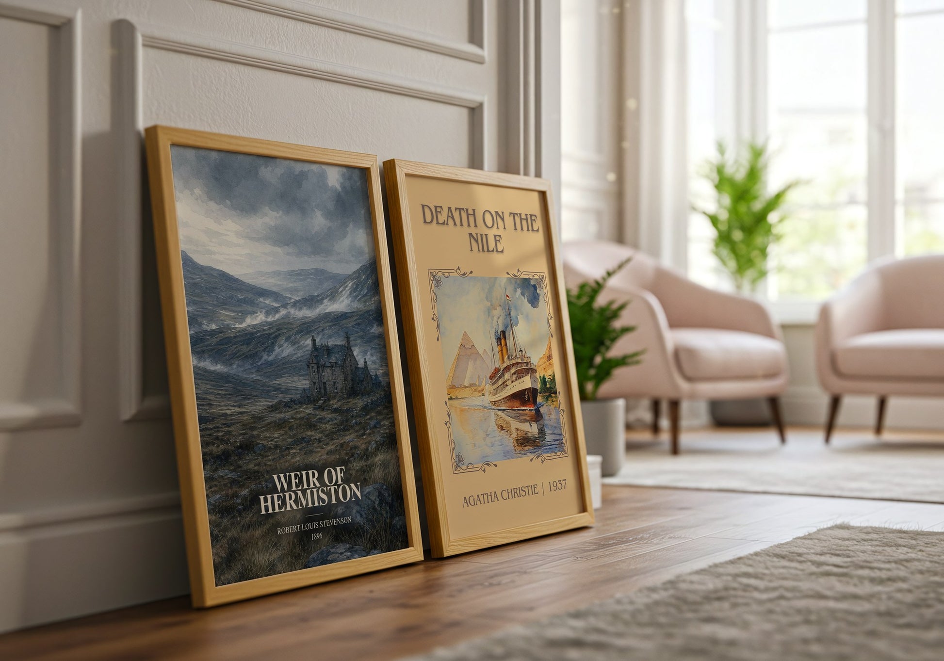 Weir Of Hermiston watercolour print framed by window – literary home decor