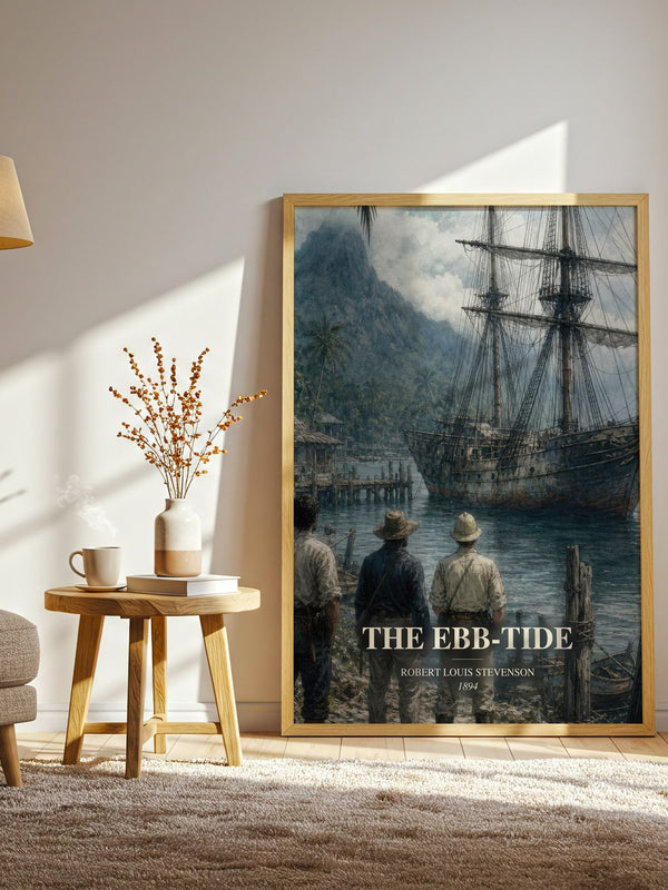 The Ebb-Tide watercolour print in frame leaning in hallway – adventure wall art