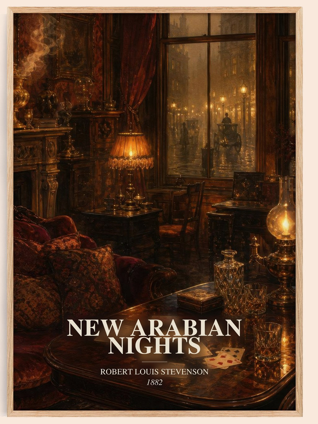 New Arabian Nights watercolour book poster by Robert Louis Stevenson – framed literary art print