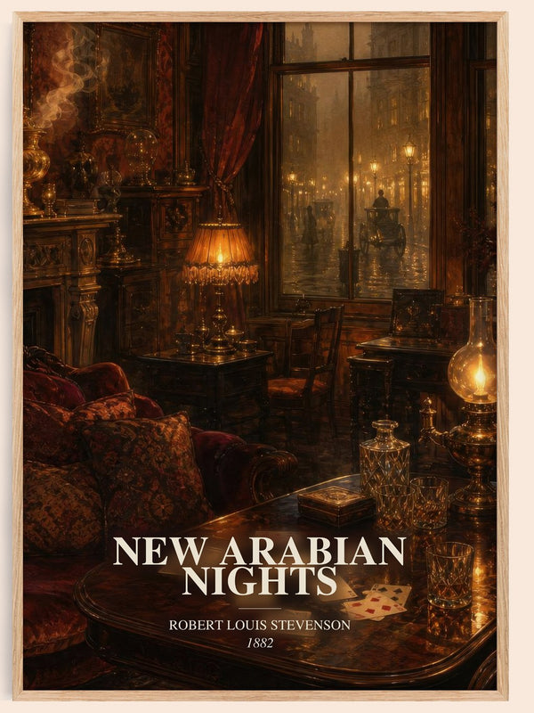 New Arabian Nights watercolour book poster by Robert Louis Stevenson – framed literary art print