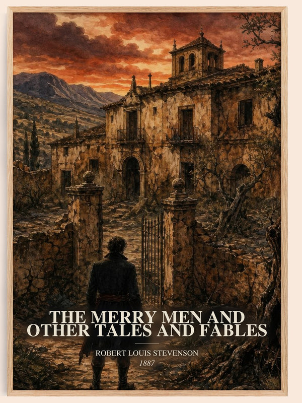 The Merry Men And Other Tales And Fables watercolour book poster by Robert Louis Stevenson – framed literary art print