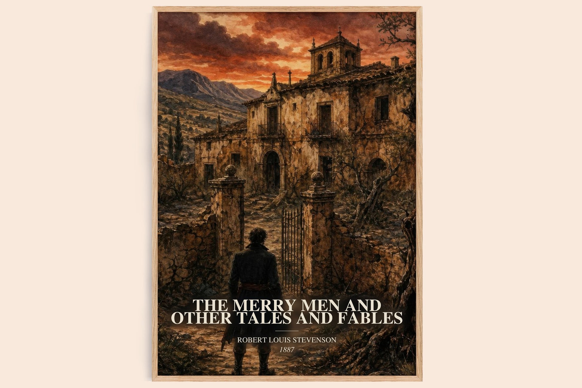 The Merry Men And Other Tales And Fables watercolour book poster by Robert Louis Stevenson – framed literary art print