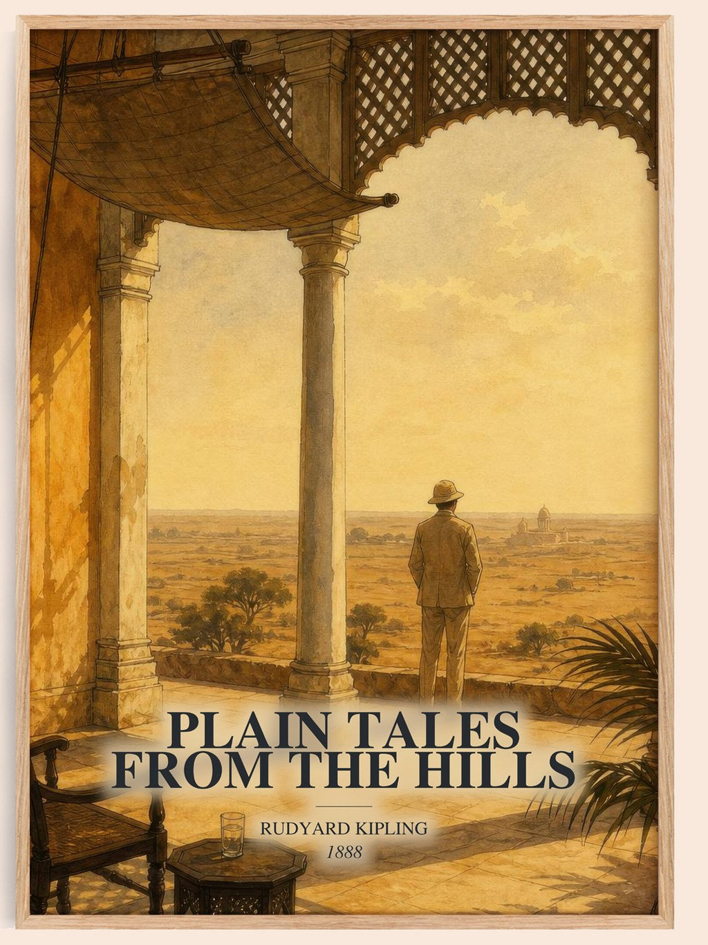 Plain Tales From The Hills watercolour book poster by Rudyard Kipling – framed literary art print