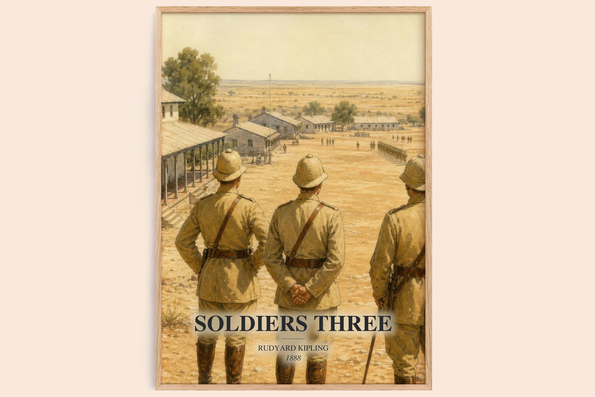 Soldiers Three watercolour book poster by Rudyard Kipling – framed literary art print
