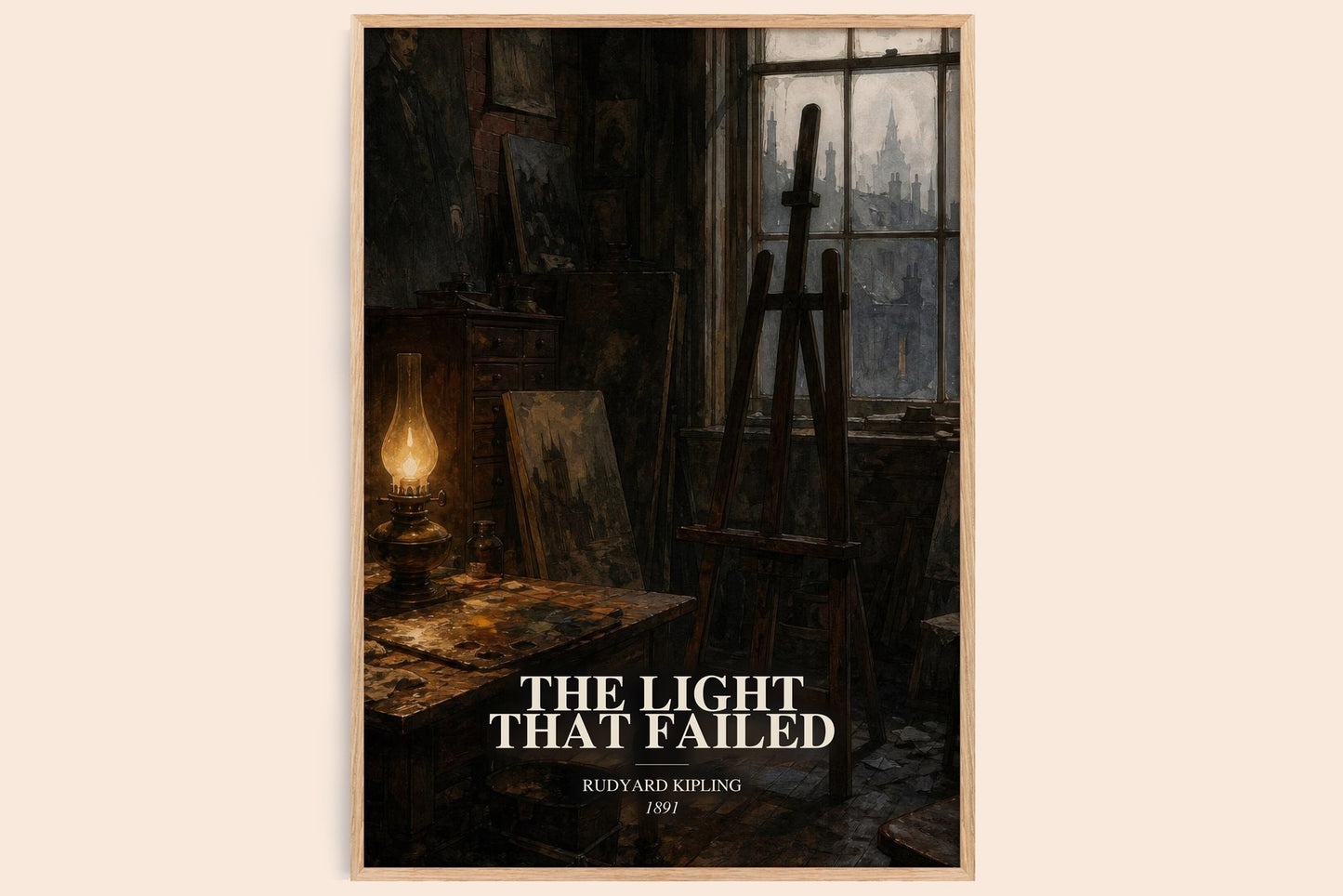The Light That Failed watercolour book poster by Rudyard Kipling – framed literary art print