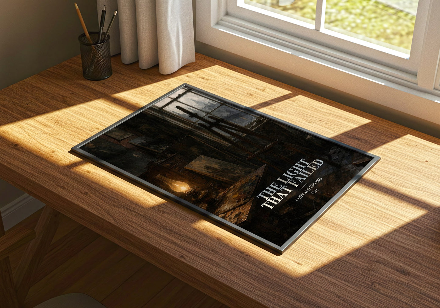 The Light That Failed watercolour book poster framed on wall – literary fiction wall art