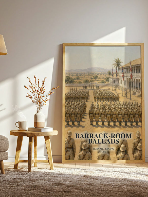Barrack-Room Ballads watercolour print in frame leaning in hallway – poetry wall art