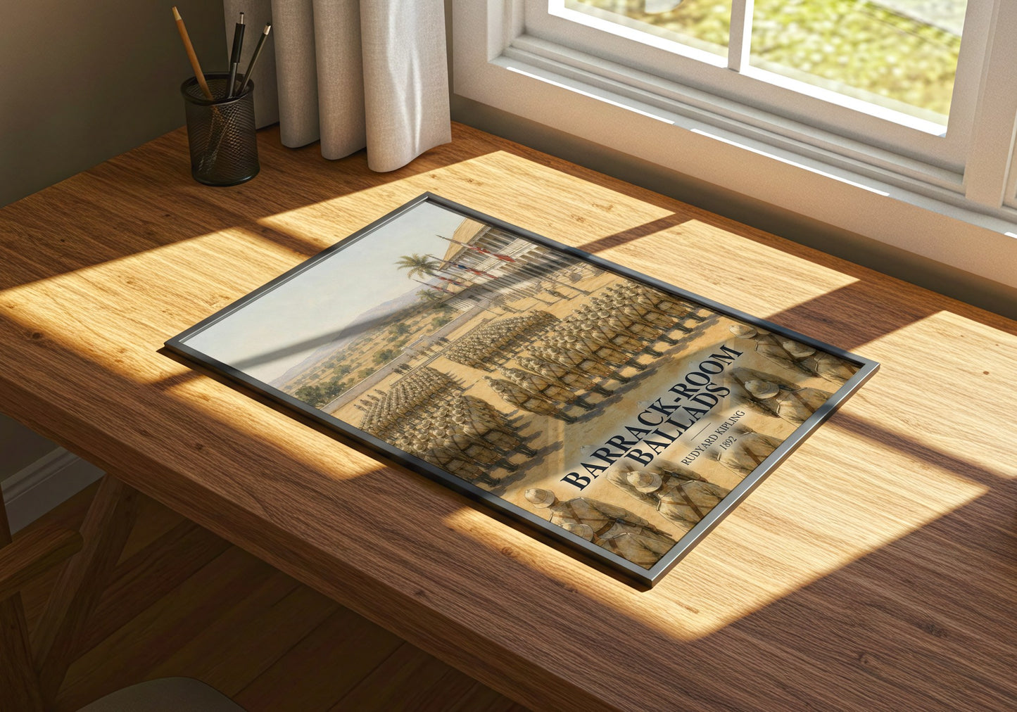 Barrack-Room Ballads watercolour book poster framed on wall – poetry wall art