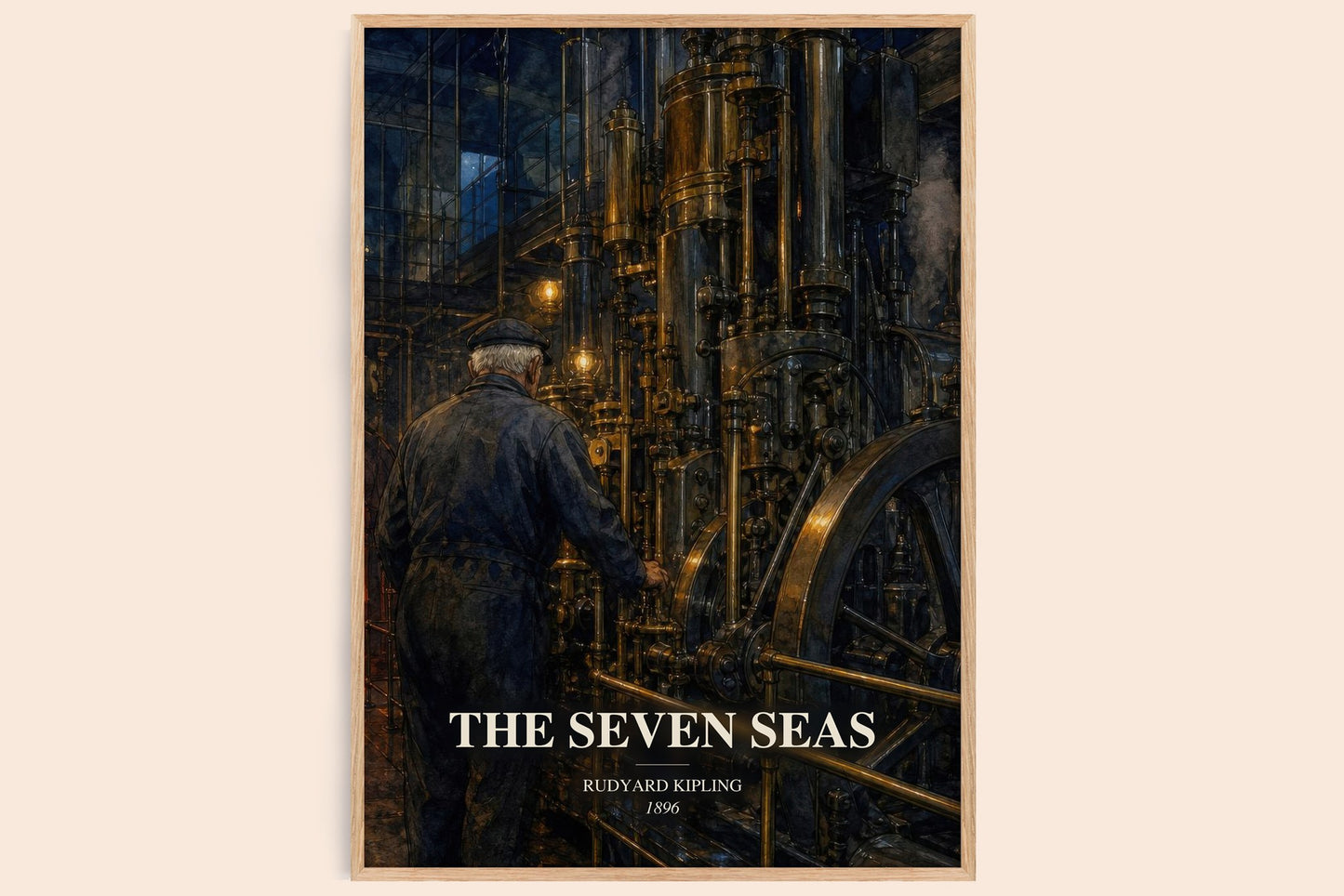The Seven Seas watercolour book poster by Rudyard Kipling – framed literary art print