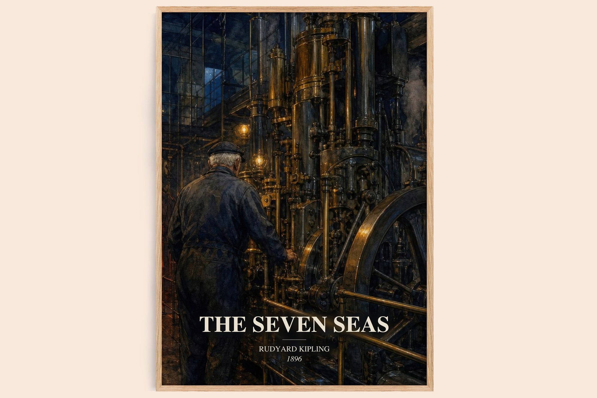 The Seven Seas watercolour book poster by Rudyard Kipling – framed literary art print