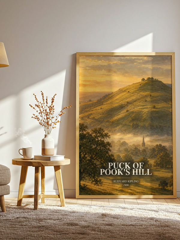 Puck Of Pook'S Hill watercolour print in frame leaning in hallway – childrens wall art