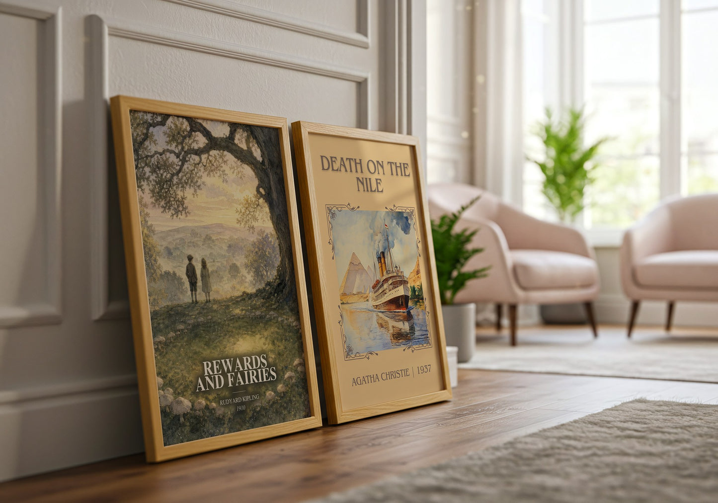 Rewards And Fairies watercolour print framed by window – literary home decor