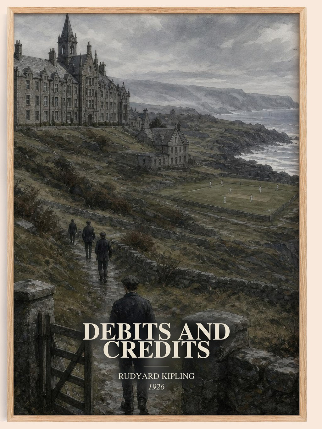 Debits And Credits watercolour book poster by Rudyard Kipling – framed literary art print
