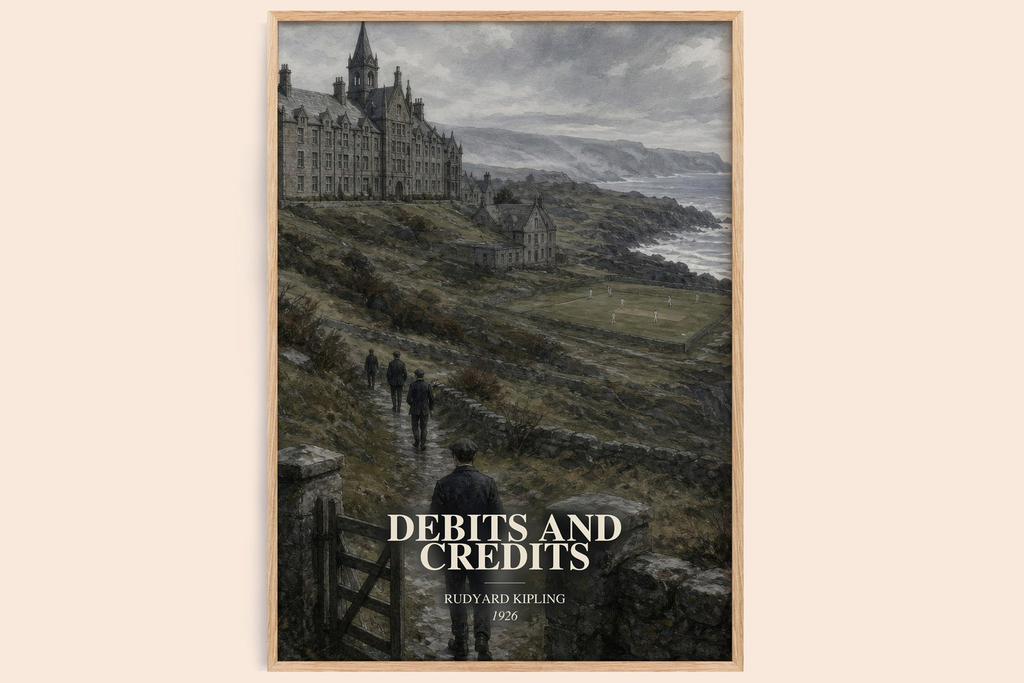Debits And Credits watercolour book poster by Rudyard Kipling – framed literary art print