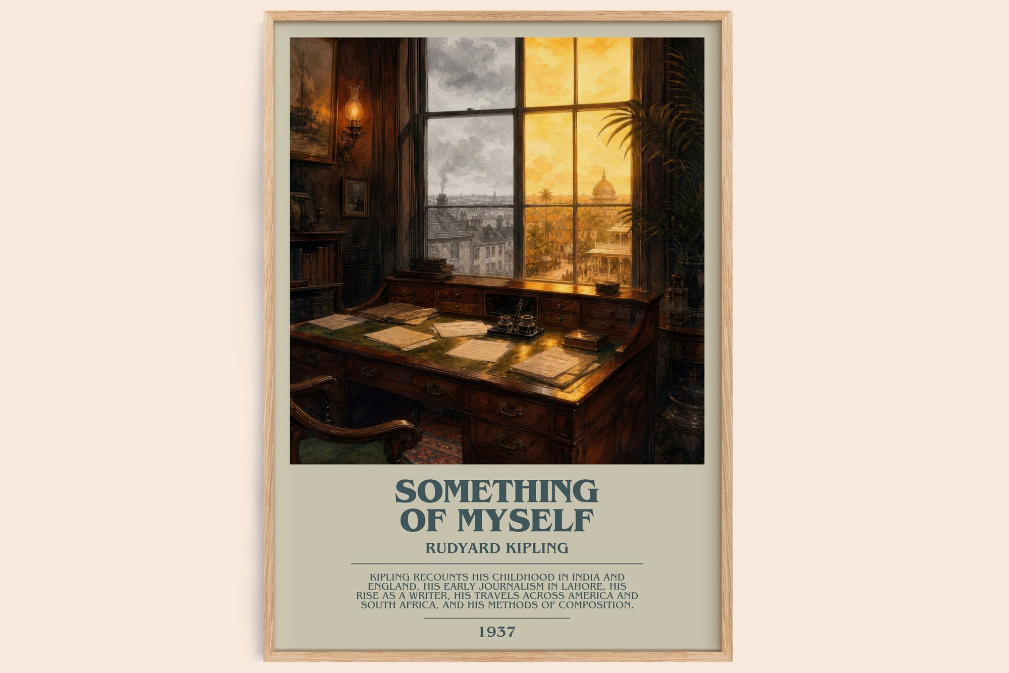 Something Of Myself bookish book poster by Rudyard Kipling – framed literary art print