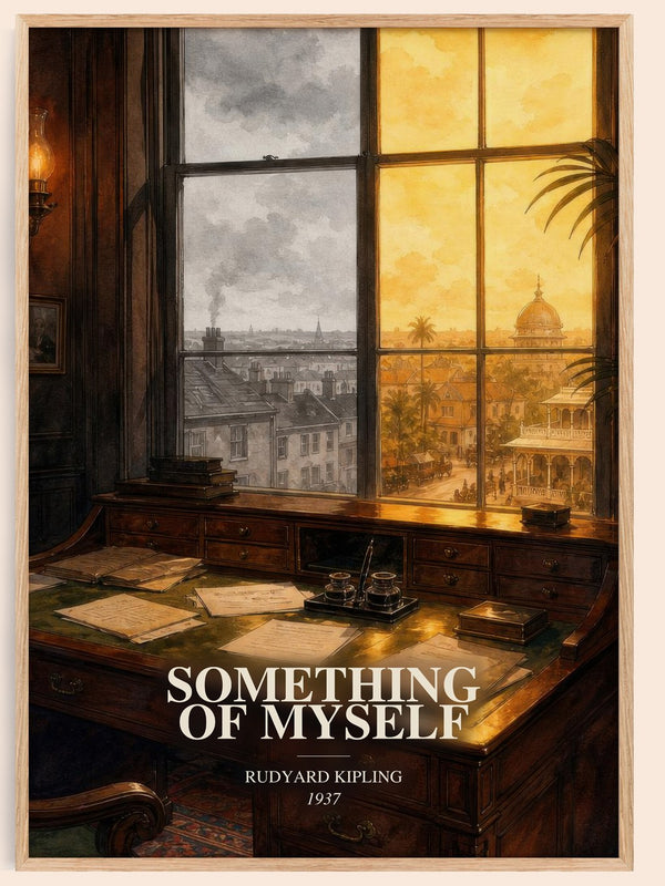 Something Of Myself watercolour book poster by Rudyard Kipling – framed literary art print