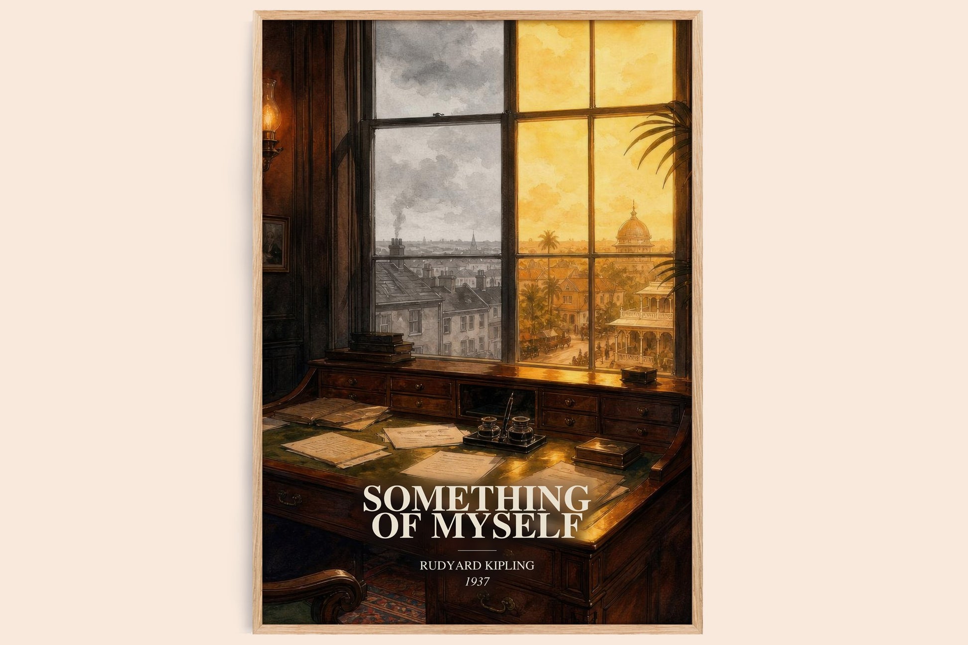 Something Of Myself watercolour book poster by Rudyard Kipling – framed literary art print