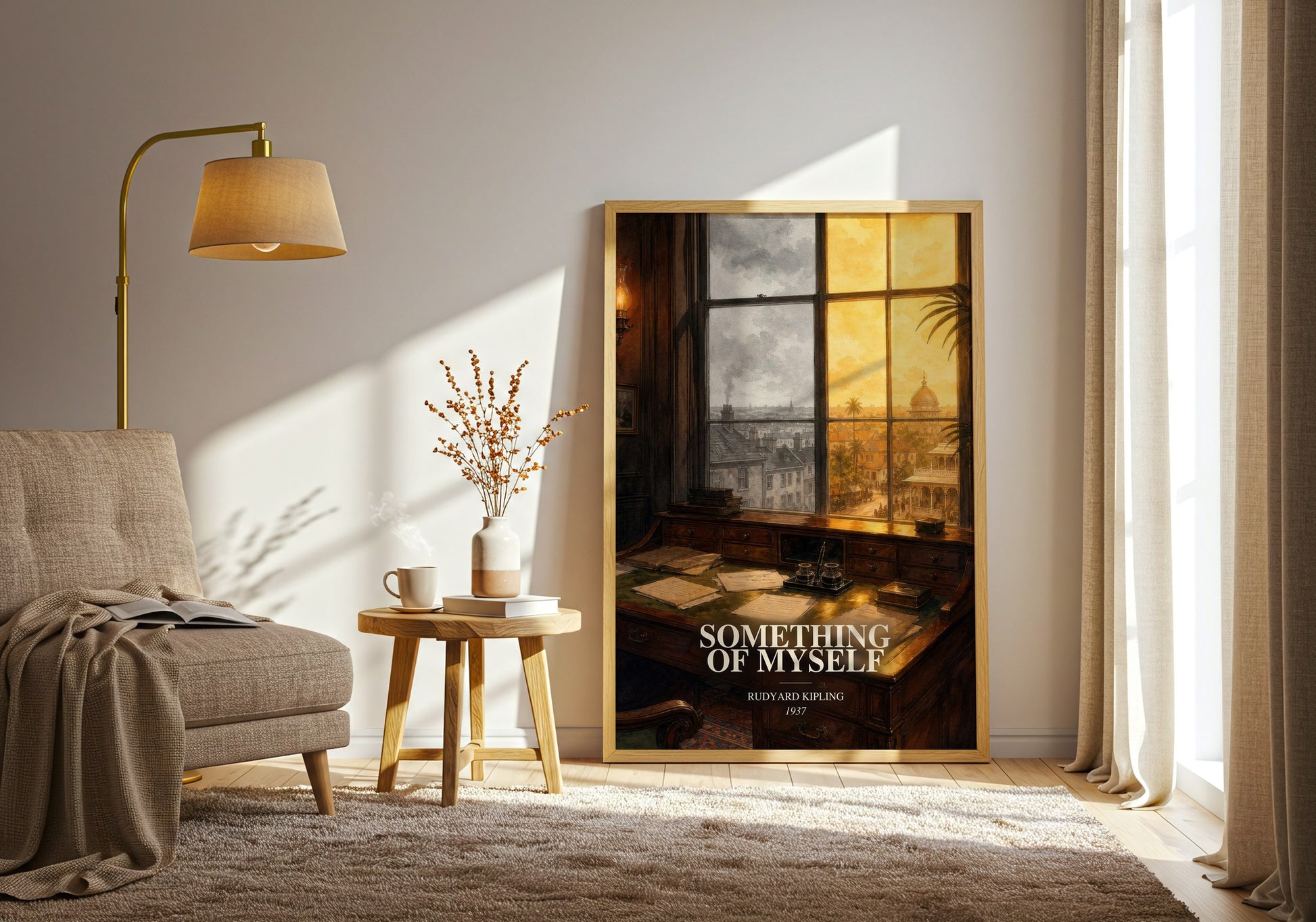 Something Of Myself watercolour print in frame leaning in hallway – memoir wall art