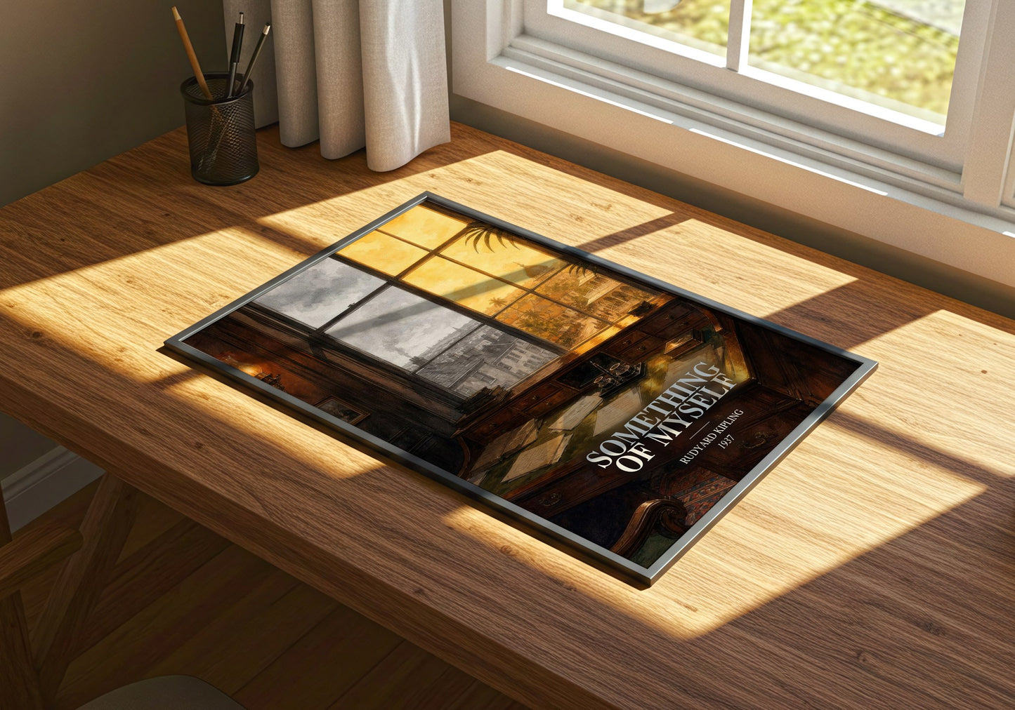 Something Of Myself watercolour book poster framed on wall – memoir wall art