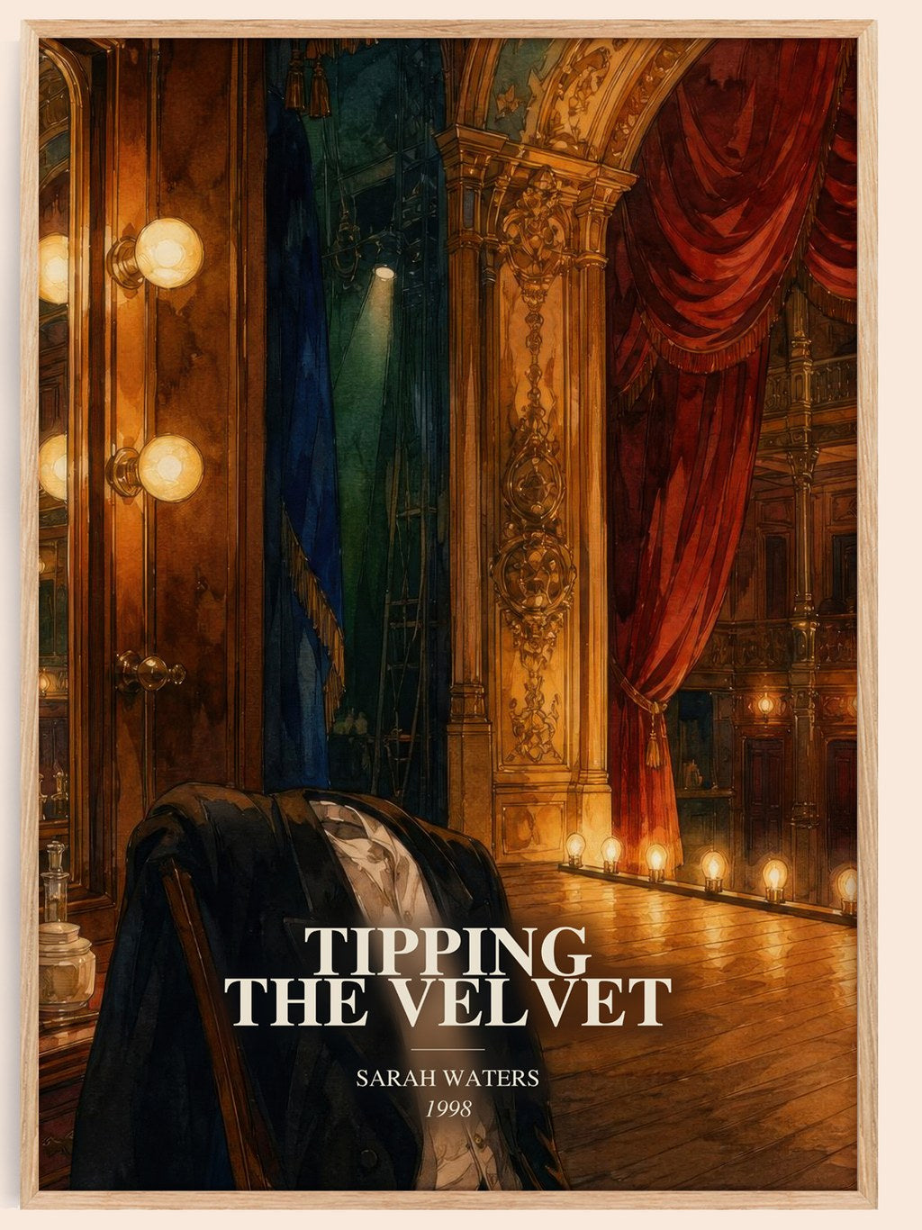 Tipping The Velvet watercolour book poster by Sarah Waters – framed literary art print