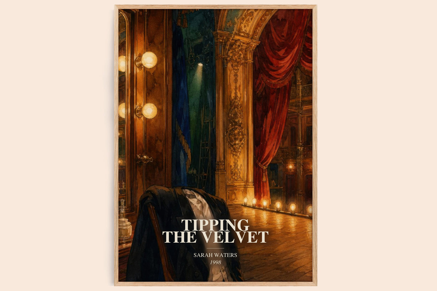 Tipping The Velvet watercolour book poster by Sarah Waters – framed literary art print
