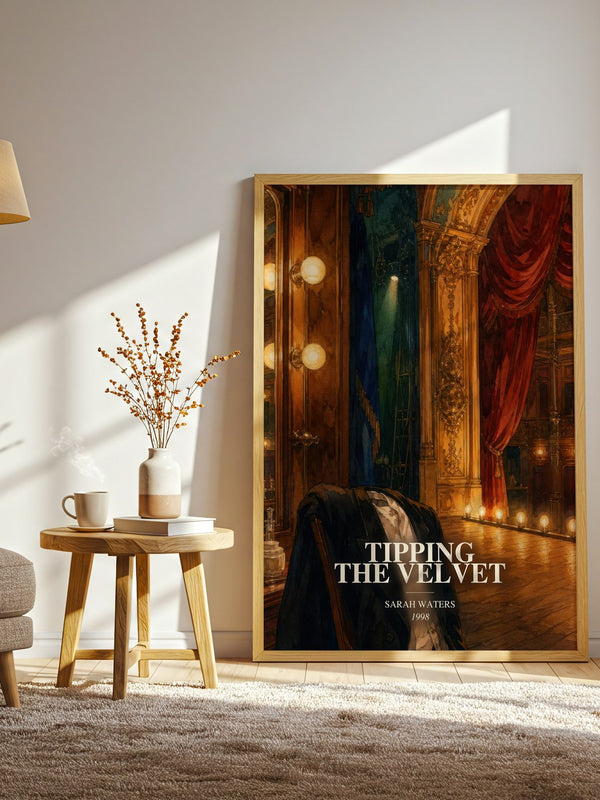 Tipping The Velvet watercolour print in frame leaning in hallway – historical fiction wall art