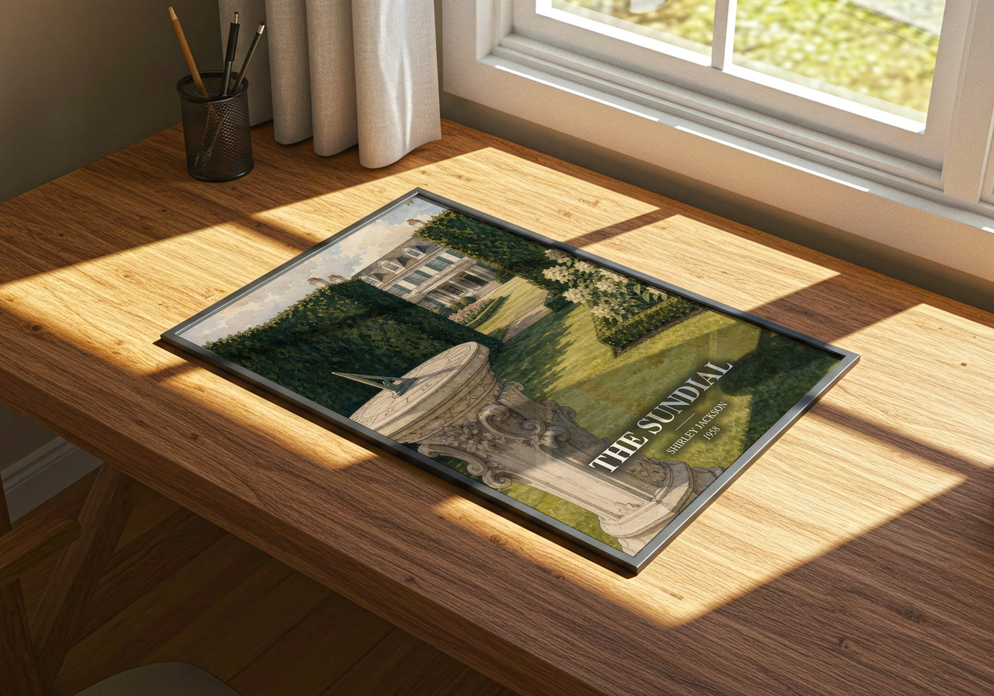 The Sundial watercolour book poster framed on wall – gothic wall art