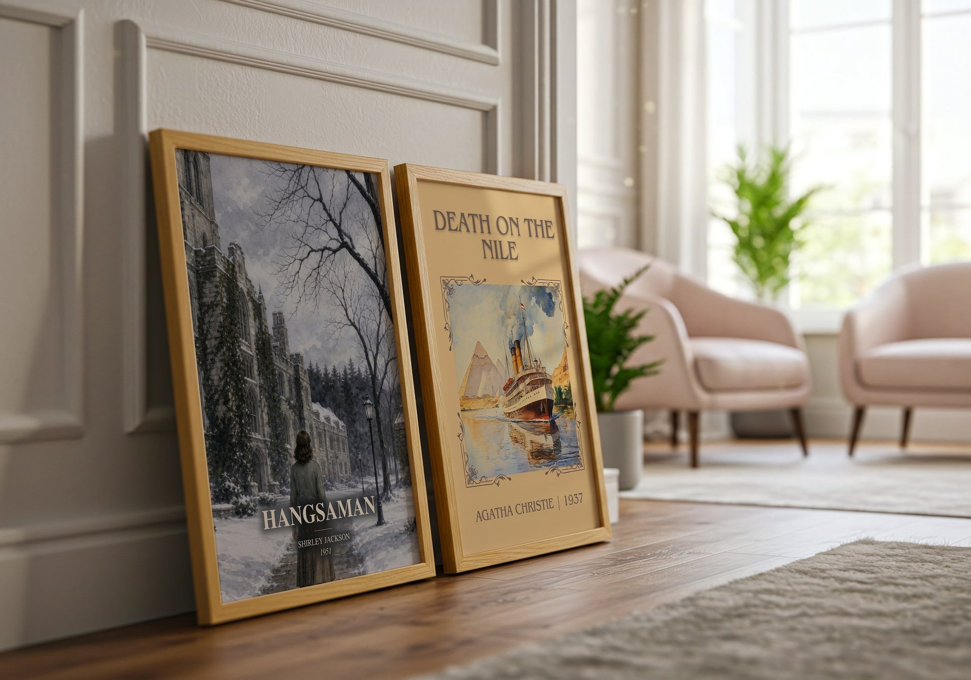Hangsaman watercolour print framed by window – literary home decor