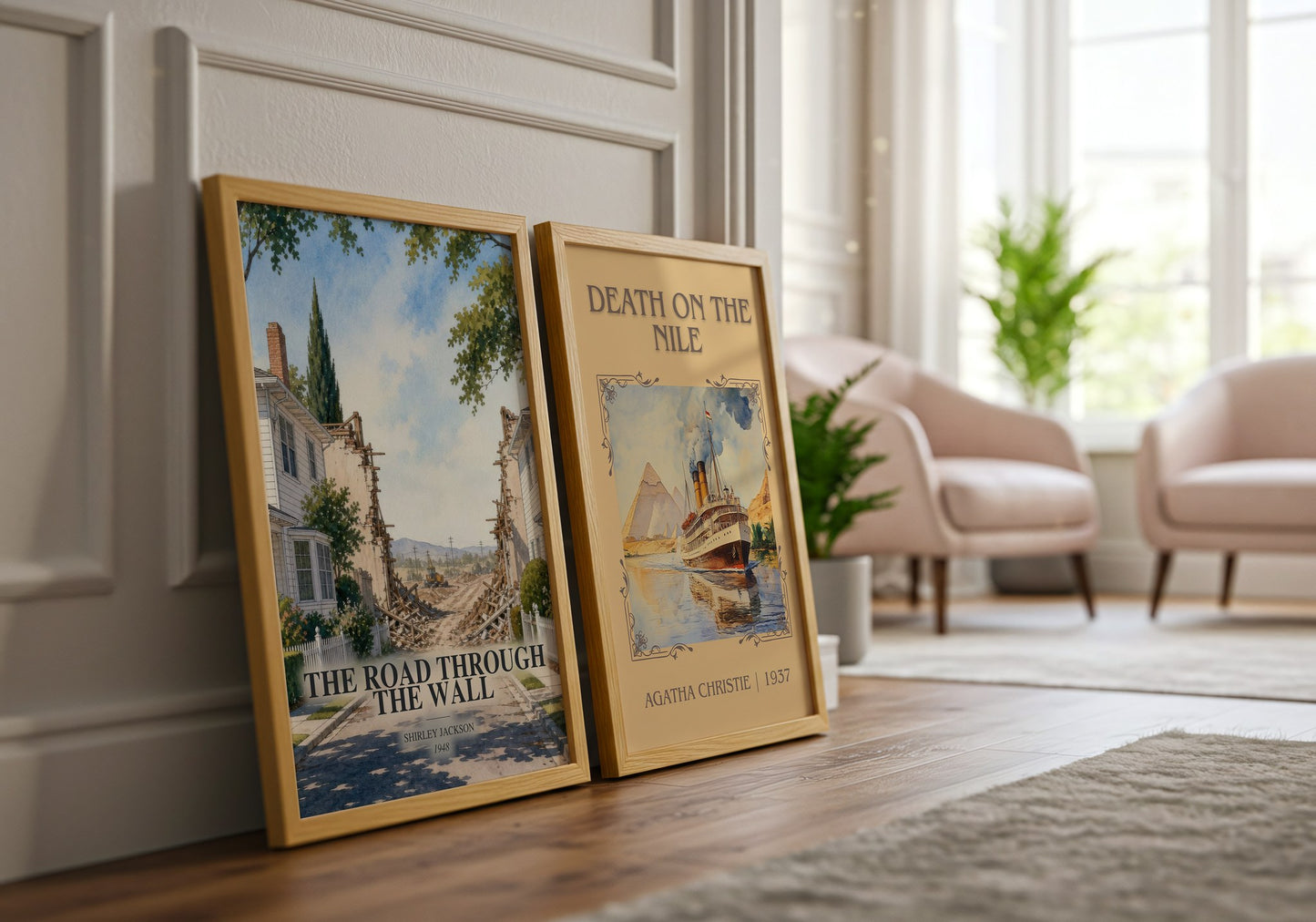 The Road Through The Wall watercolour print framed by window – literary home decor