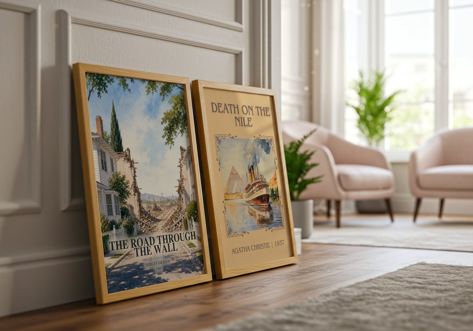 The Road Through The Wall watercolour print framed by window – literary home decor