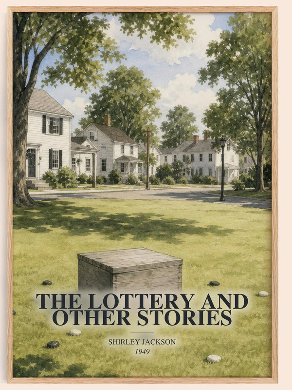 The Lottery And Other Stories watercolour book poster by Shirley Jackson – framed literary art print