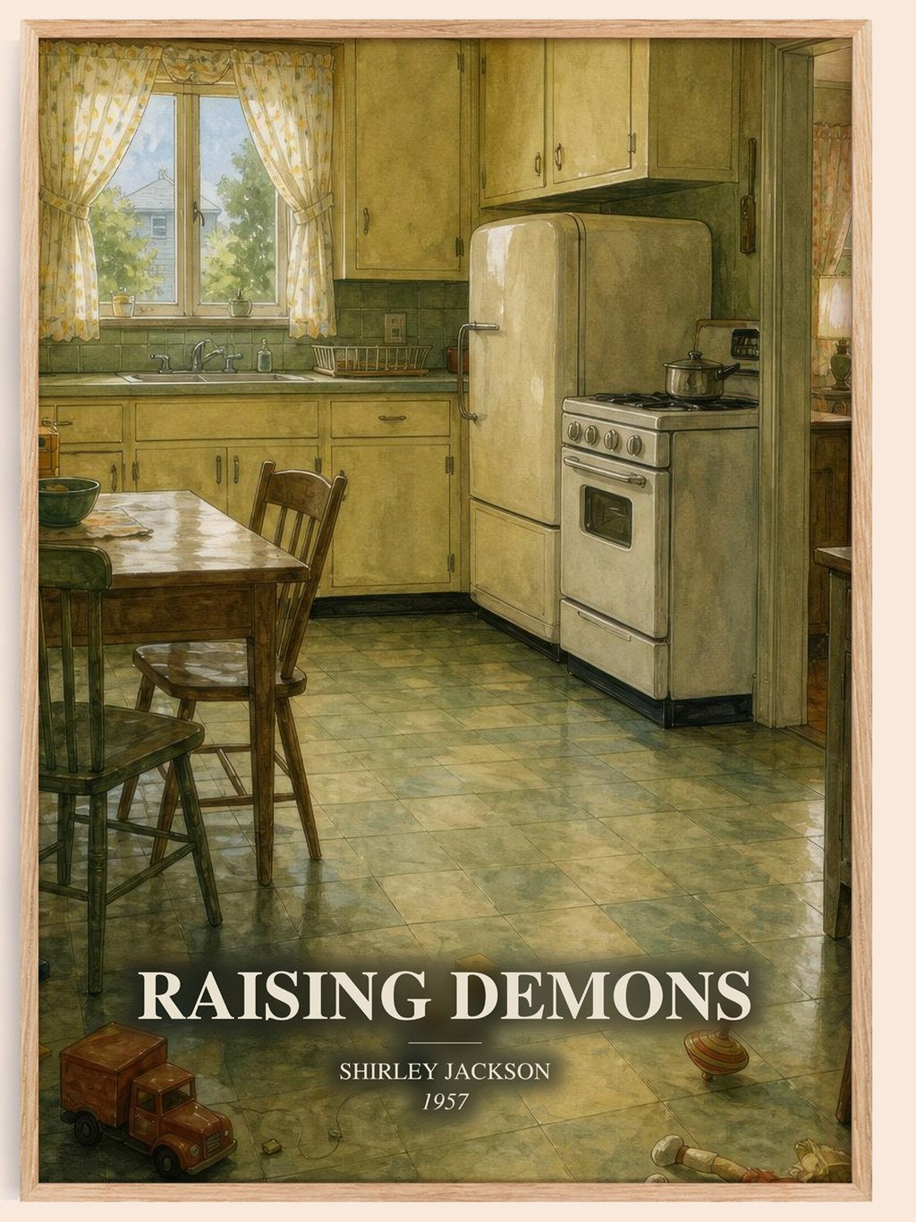 Raising Demons watercolour book poster by Shirley Jackson – framed literary art print