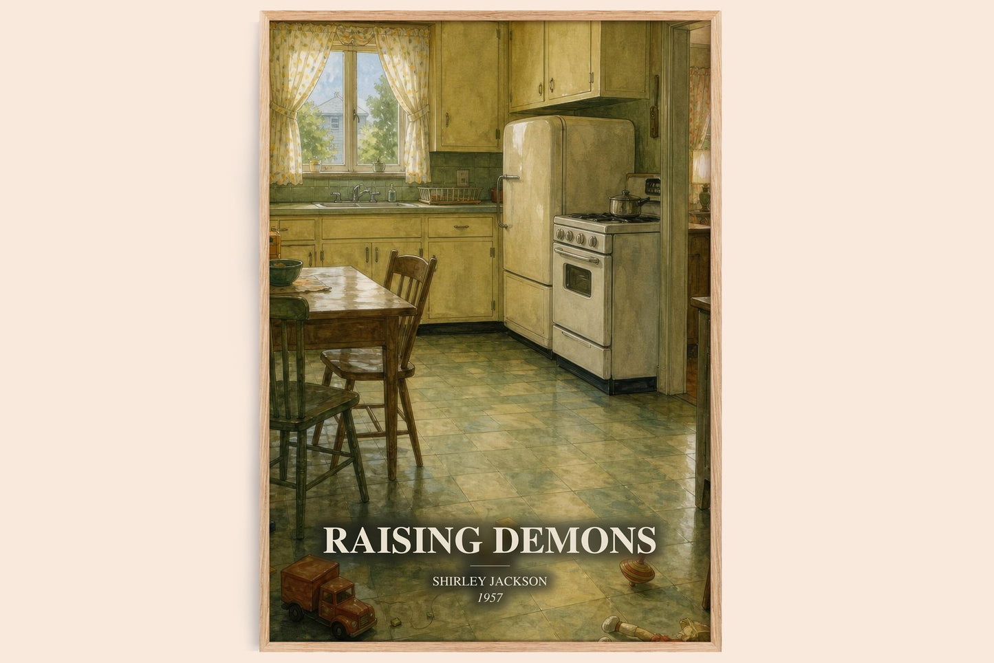 Raising Demons watercolour book poster by Shirley Jackson – framed literary art print