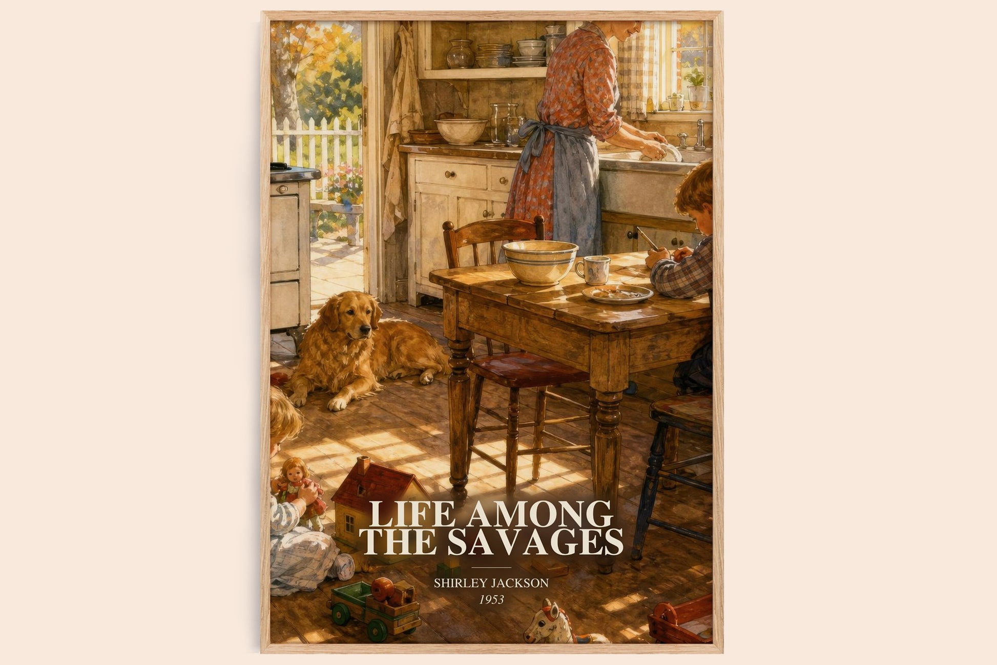 Life Among The Savages watercolour book poster by Shirley Jackson – framed literary art print