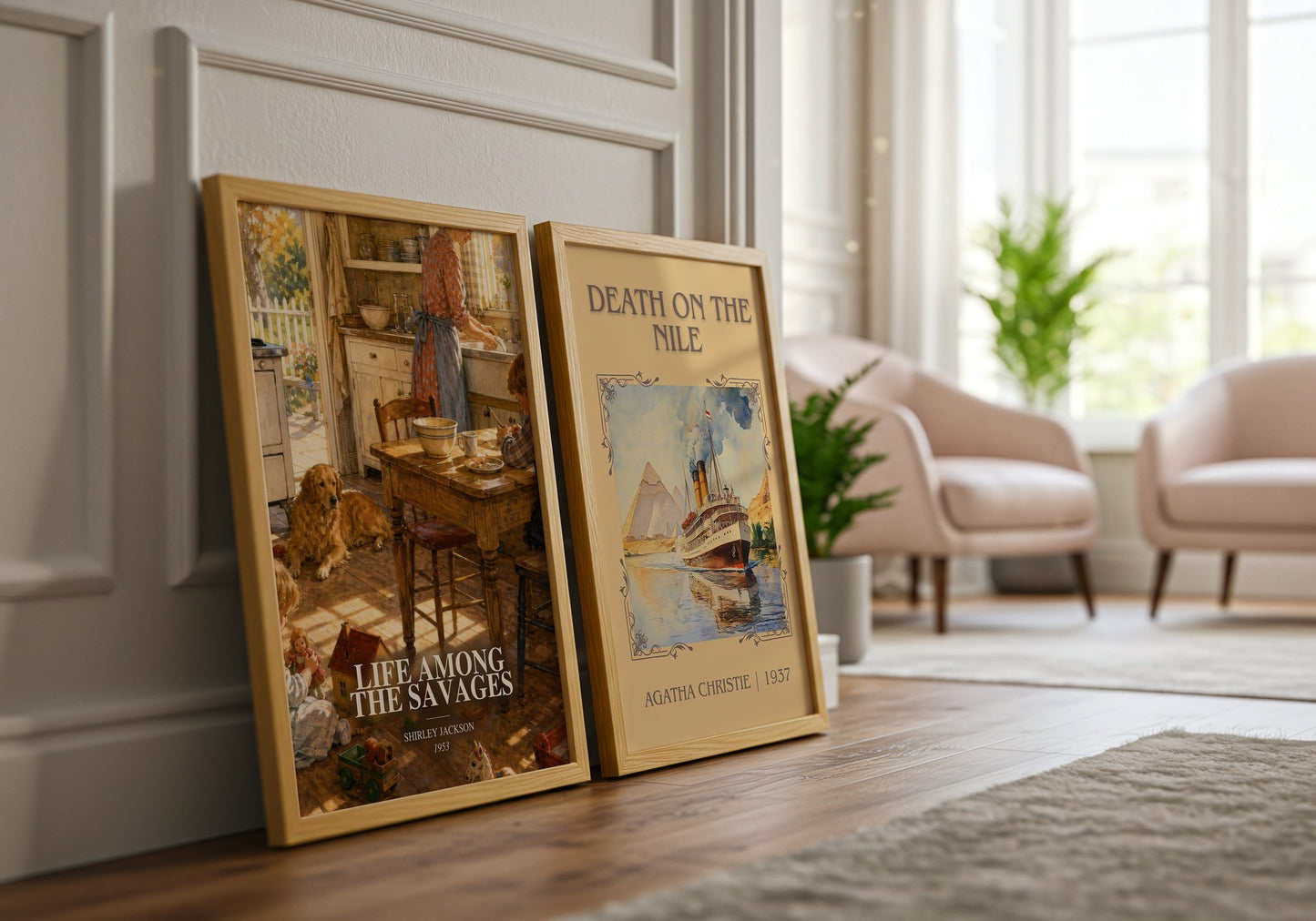 Life Among The Savages watercolour print framed by window – literary home decor