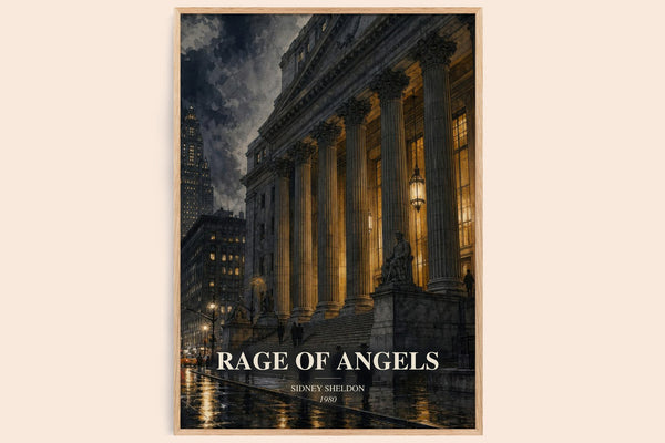 Rage Of Angels watercolour book poster by Sidney Sheldon – framed literary art print
