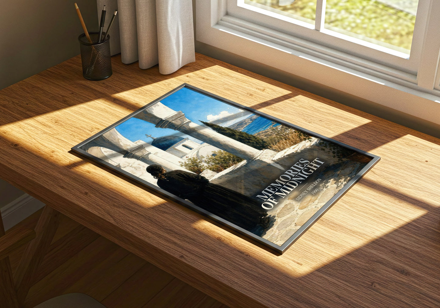 Memories Of Midnight watercolour book poster framed on wall – thriller wall art