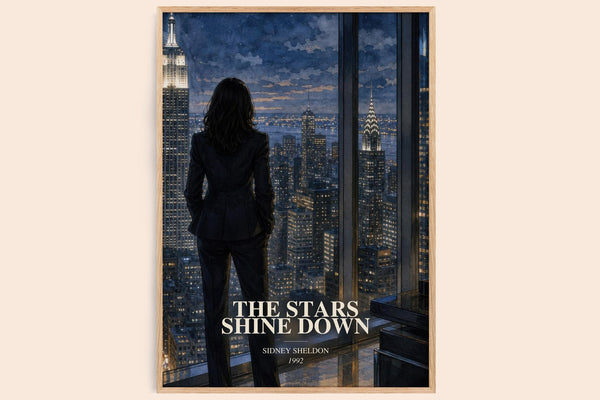The Stars Shine Down watercolour book poster by Sidney Sheldon – framed literary art print