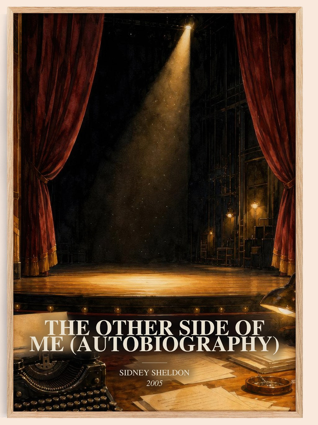The Other Side Of Me (Autobiography) watercolour book poster by Sidney Sheldon – framed literary art print