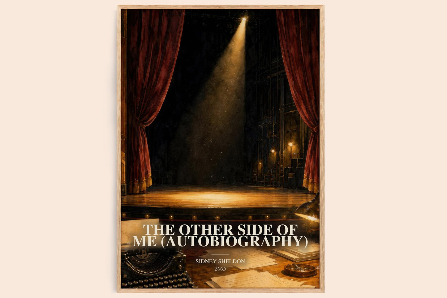 The Other Side Of Me (Autobiography) watercolour book poster by Sidney Sheldon – framed literary art print