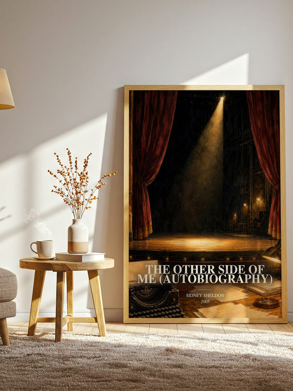The Other Side Of Me (Autobiography) watercolour print in frame leaning in hallway – memoir wall art